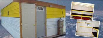 ice fishing shack rental on lake of the woods for walleye, sauger, perch and pike